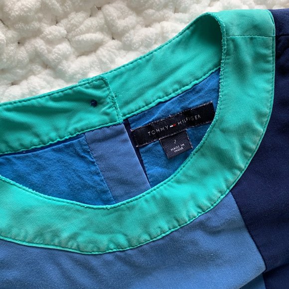 Girls TOMMY HILFIGER Colorblock Sleeveless Dress (Blue/Green) 7 - Picture 8 of 8